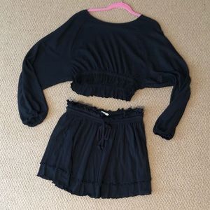 Free People Black Two-Piece Skirt Set